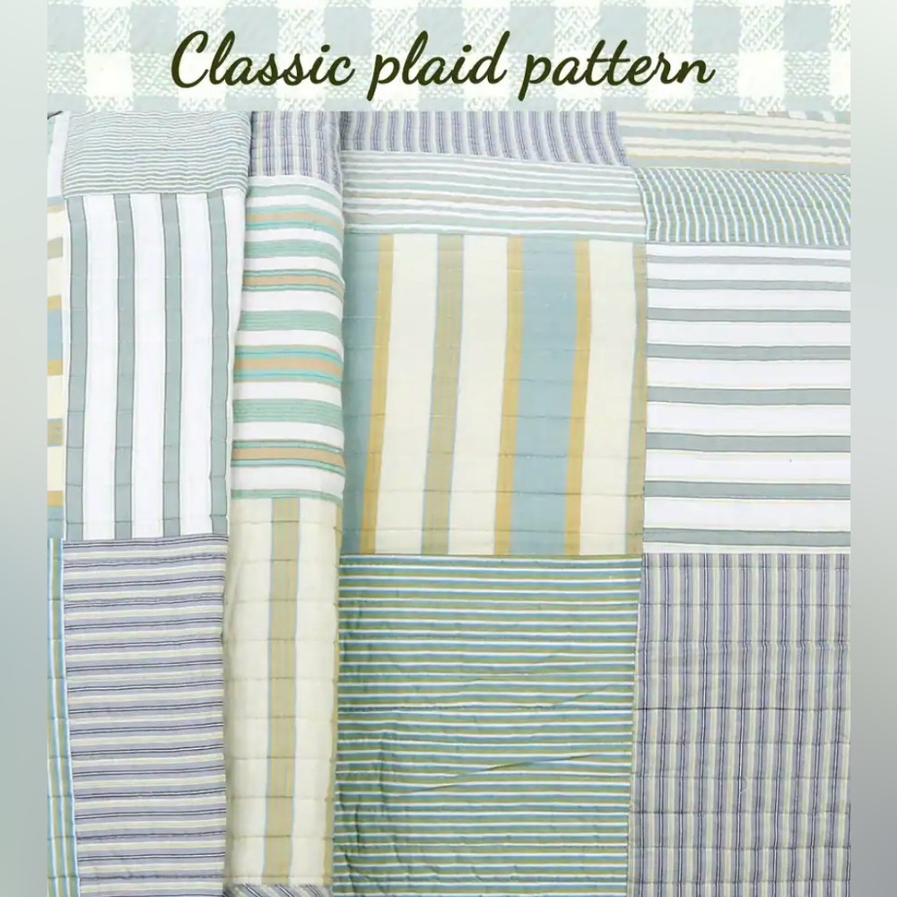 Cozy Line Spa Stripes Patchwork Quilt Bedding Set Twin - Picture 3 of 7